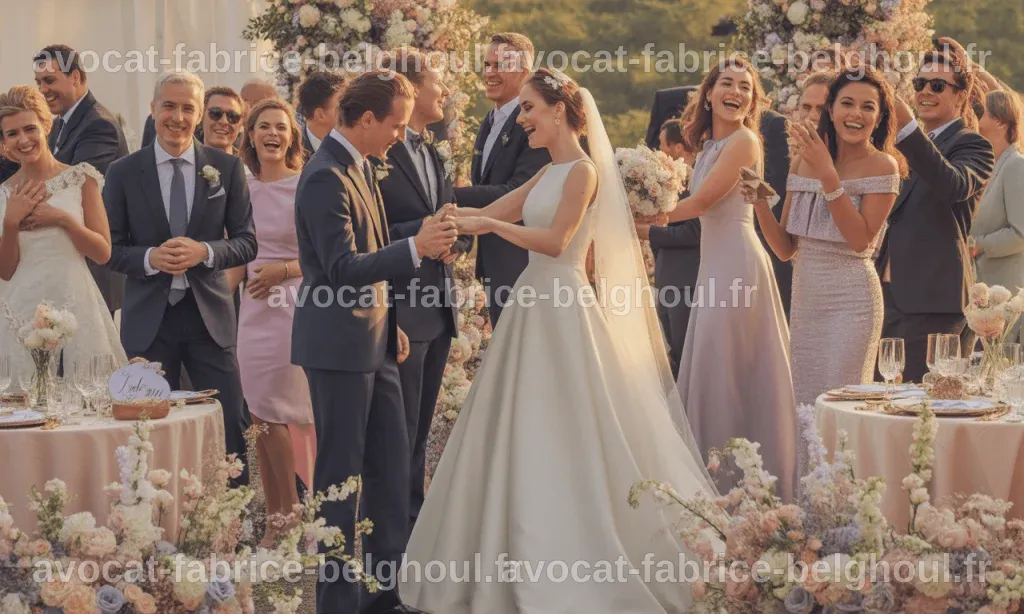 Moment clé du mariage avec Anne-Charlène Bezzina entourée de ses proches.