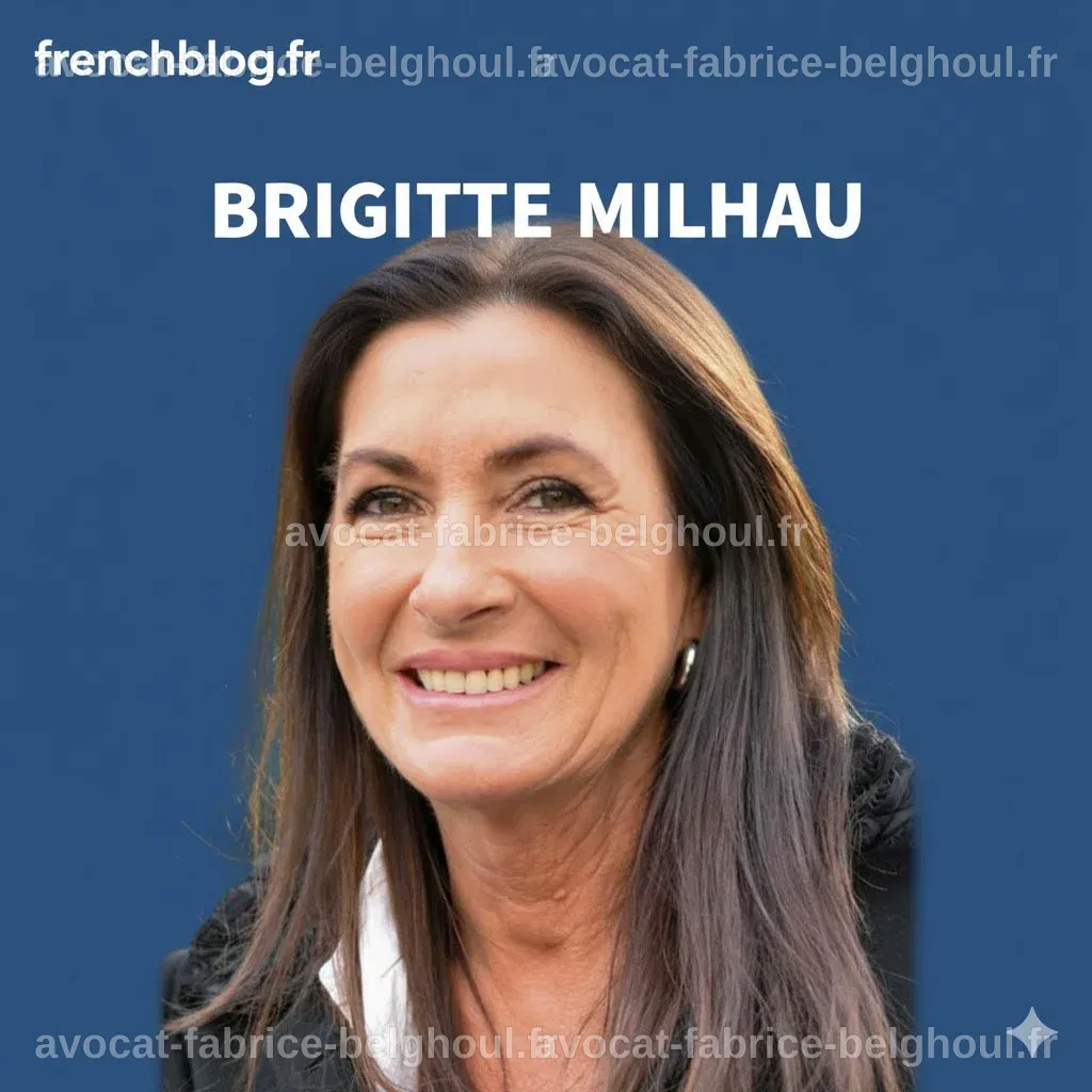 Portrait de Brigitte Milhau avec des informations biographiques et son livre.