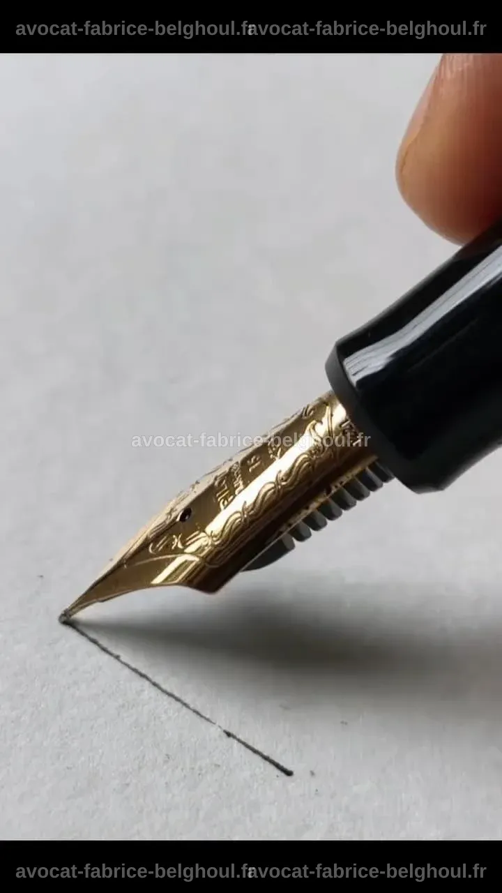 Un stylo calligraphique posé sur une table avec des esquisses.