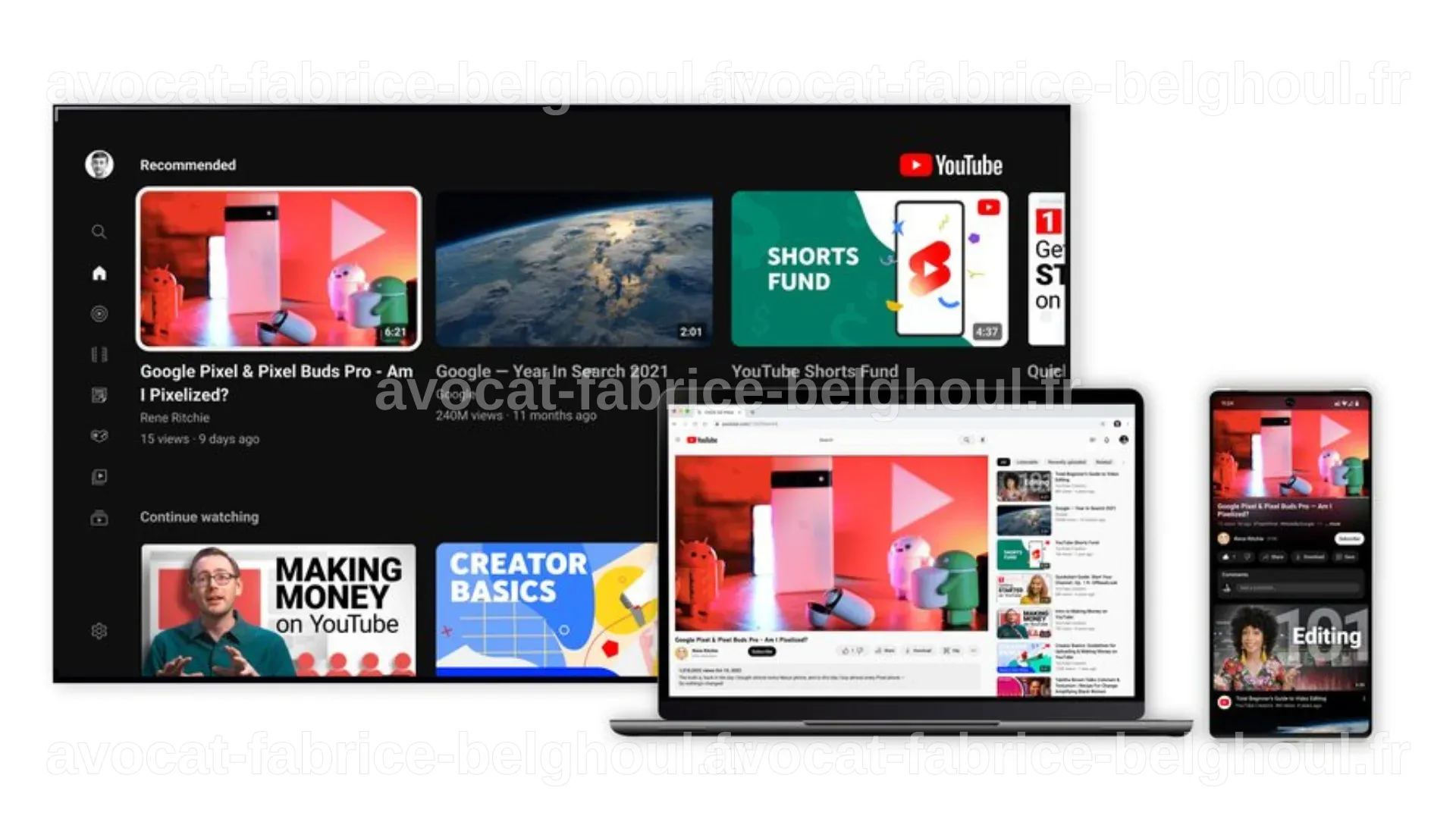 Interface utilisateur de YouTube montrant des améliorations visuelles.