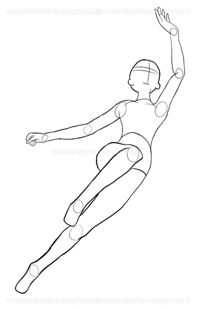 Un personnage de style anime en pleine pose, mettant en avant la dynamique du corps.