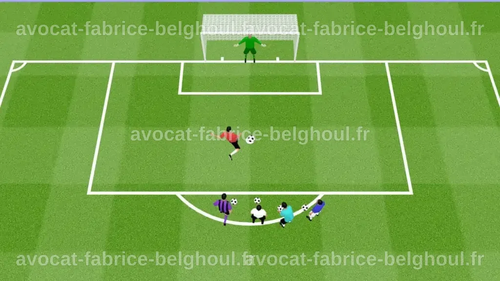 Un athlète pratique des tirs au but lors d'un entraînement de football.