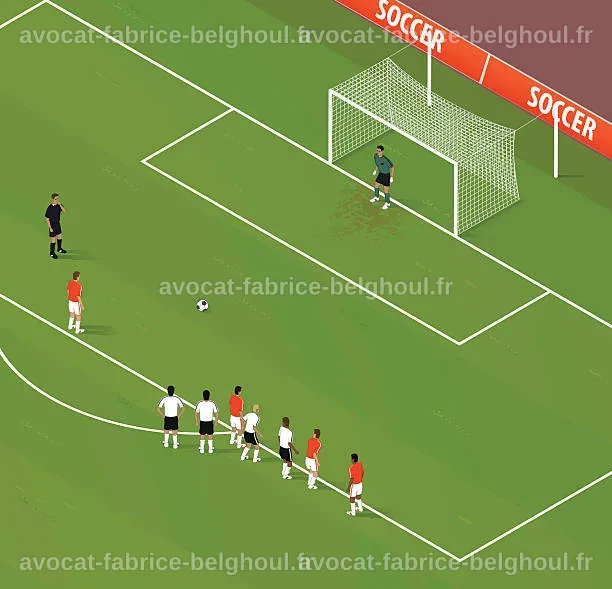 Illustration de coups de pied de pénalité avec des joueurs en action.