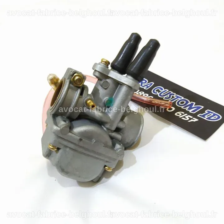 Carburateur Yamaha V80, exposant ses composants internes et externes.